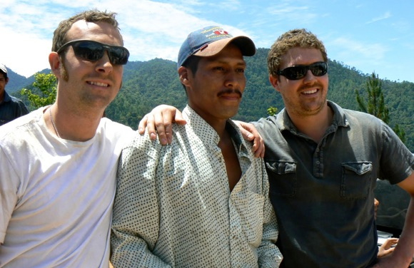 Tommy and Tim Thwaites with Cornelio Nuñez, one of Coda Coffee's farmers in Honduras.